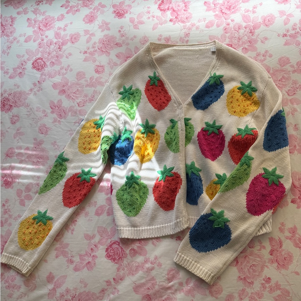 Colorful Strawberry Women's Cardigan